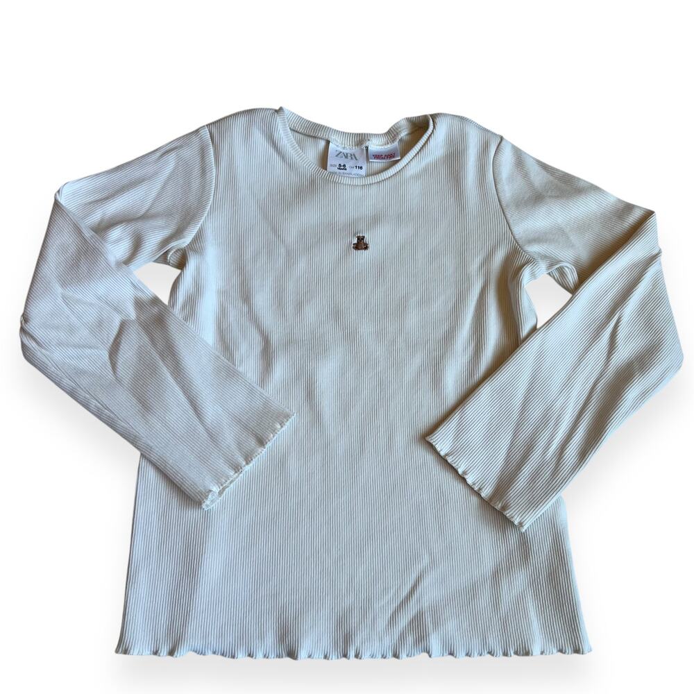 Zara Embroidered Ribbed Tee 5-6